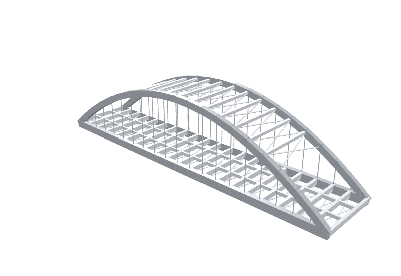 Modelo 3D de un puente en arco atirantado tipo bowstring