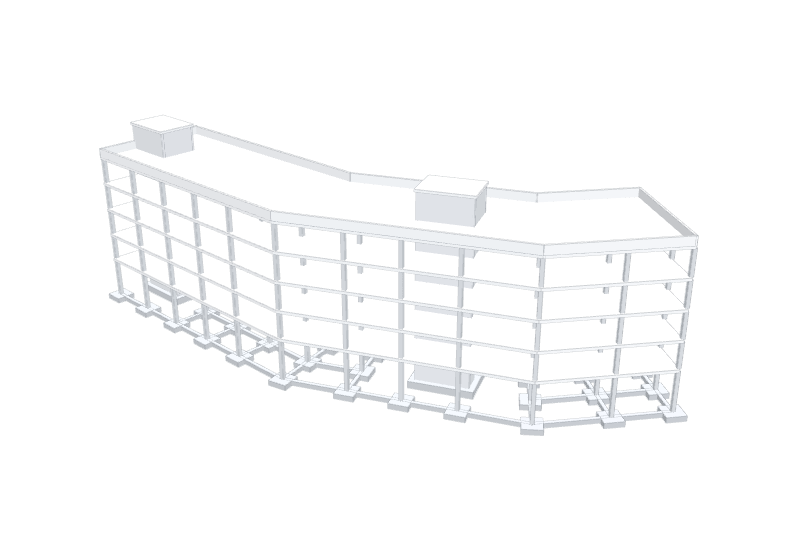 Modelo 3D de la estructura de un edificio de hormigón armado